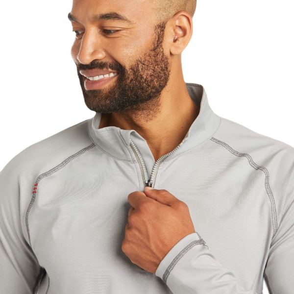 Ariat FR Combat Stretch Patriot 1/4 Zip Work Shirt in Silver Fox